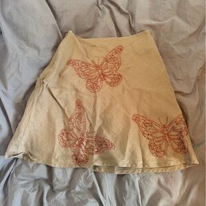 Butterfly Print Tan Skirt
